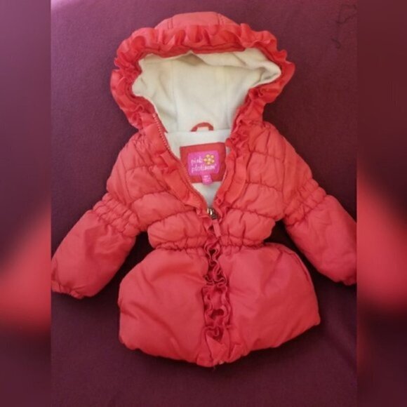 4/$25 Pink Platinum Red Puffer Hooded Jacket - Picture 1 of 4